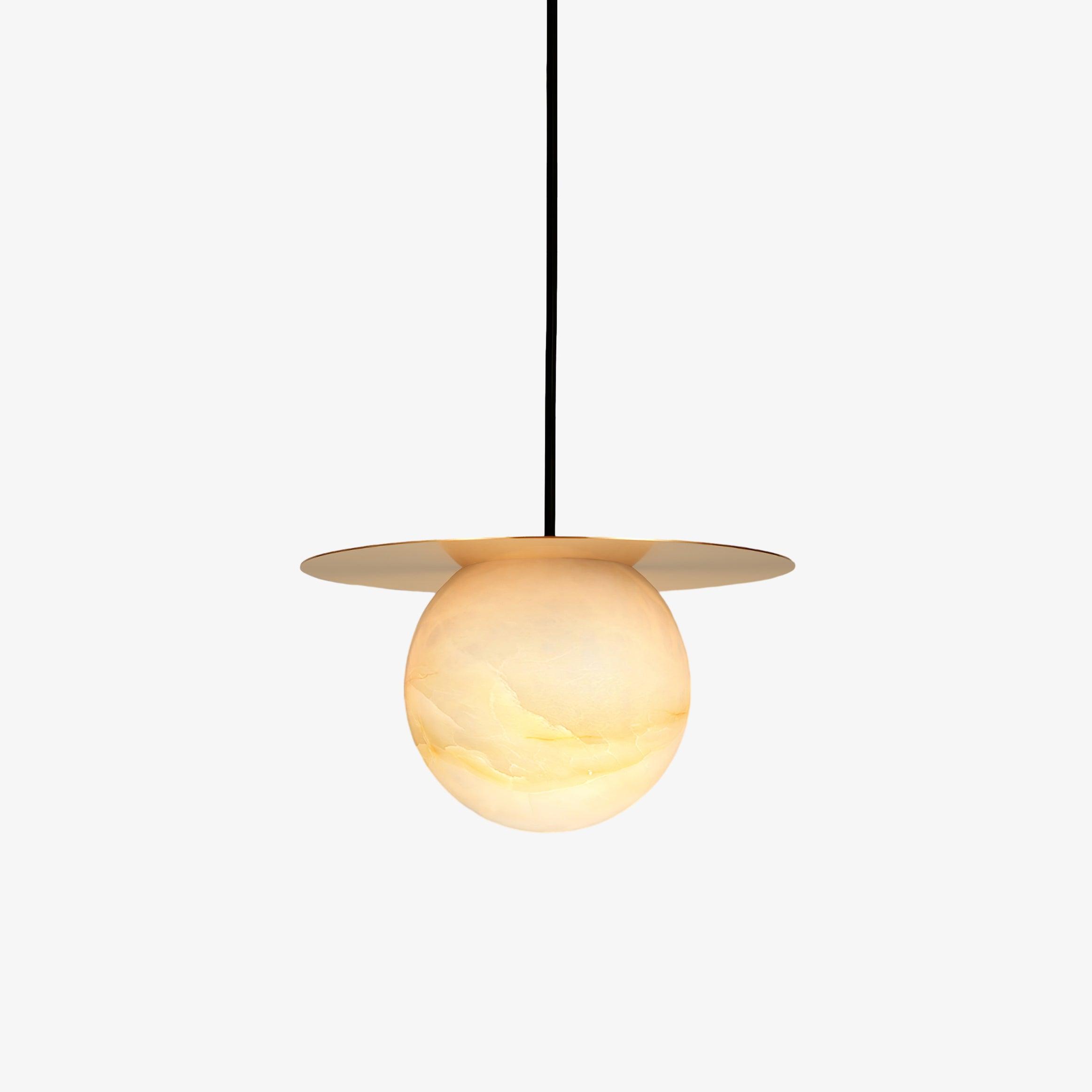Suspension moderne Frithjof en Albâtre Laiton et blanc