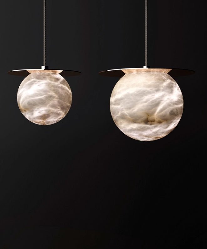 Suspension moderne Frithjof en Albâtre Laiton et blanc