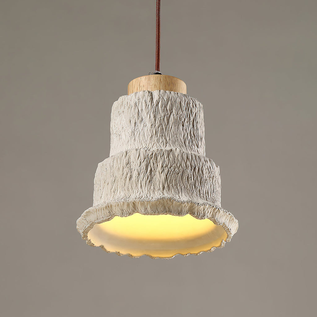 Suspension moderne Kell en Travertin jaune et bois