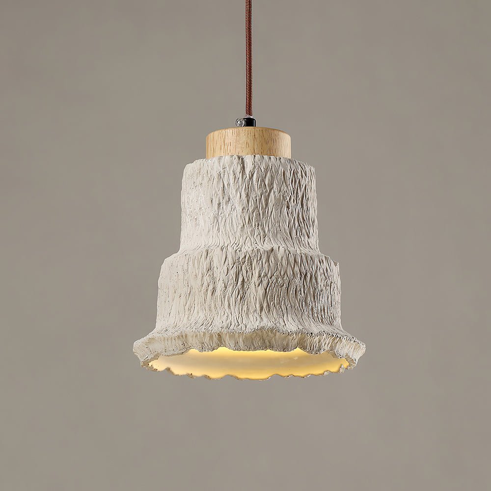 Suspension moderne Kell en Travertin jaune et bois