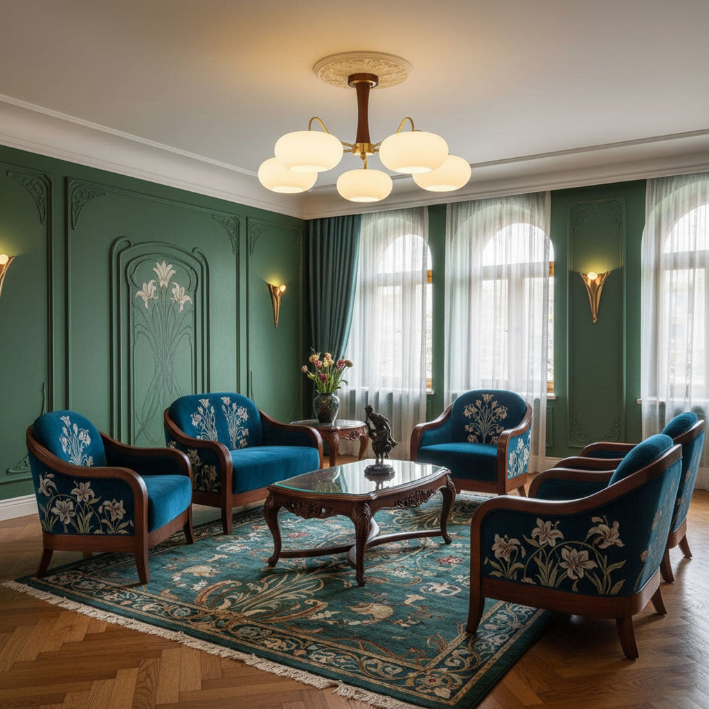 Lustre moderne West en Laiton et bois et blanc