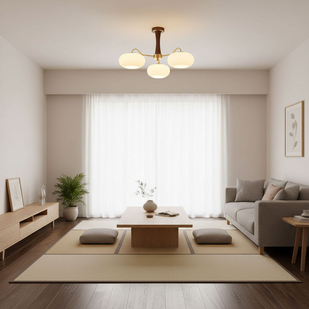Lustre moderne West en Laiton et bois et blanc