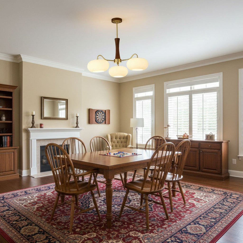 Lustre moderne West en Laiton et bois et blanc