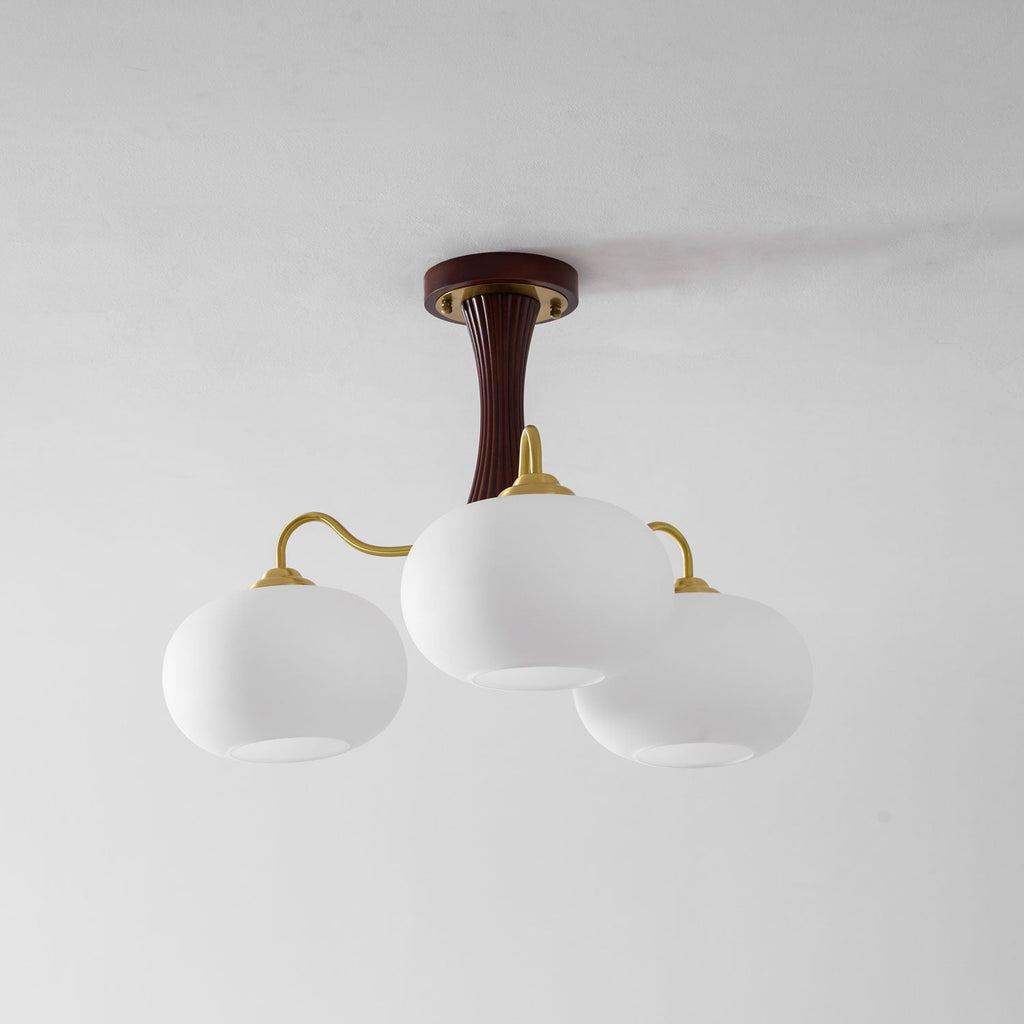 Lustre moderne West en Laiton et bois et blanc