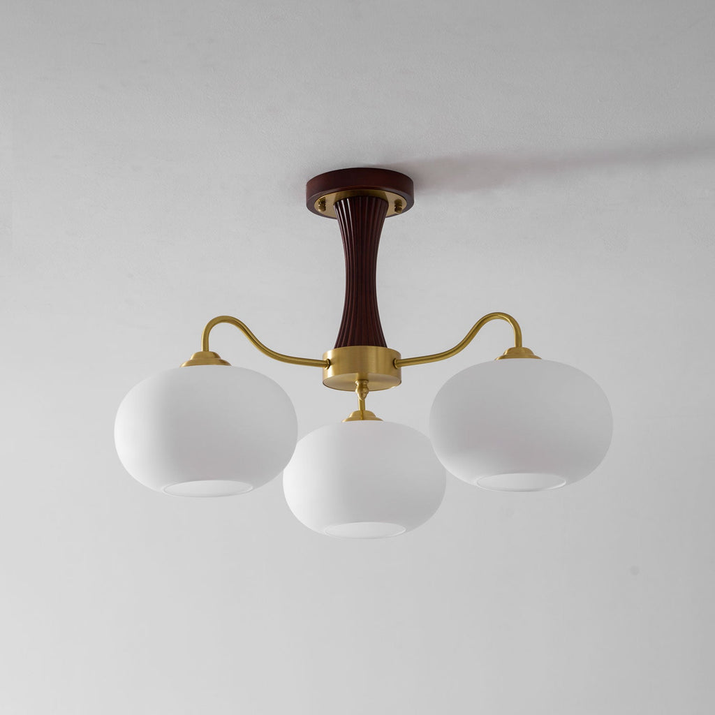 Lustre moderne West en bois Laiton et noyer et blanc