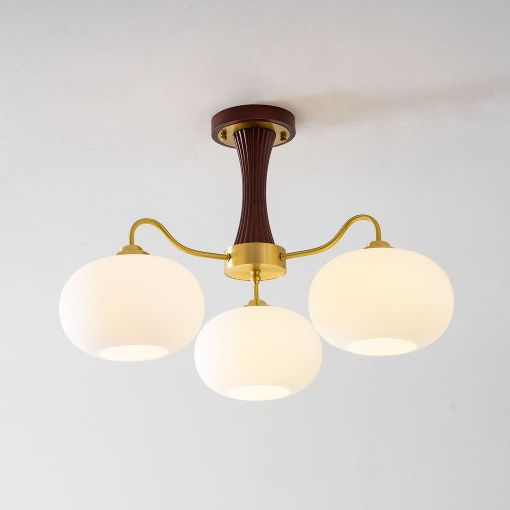 Lustre moderne West en bois Laiton et noyer et blanc