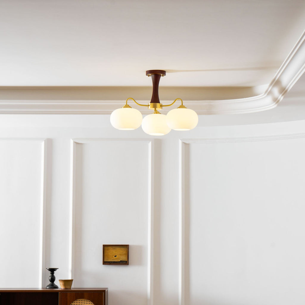 Lustre moderne West en Laiton et bois et blanc