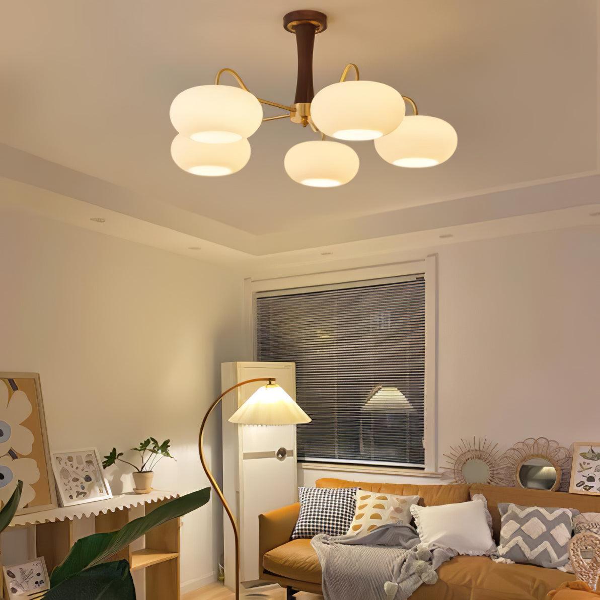 Lustre moderne West en Laiton et bois et blanc