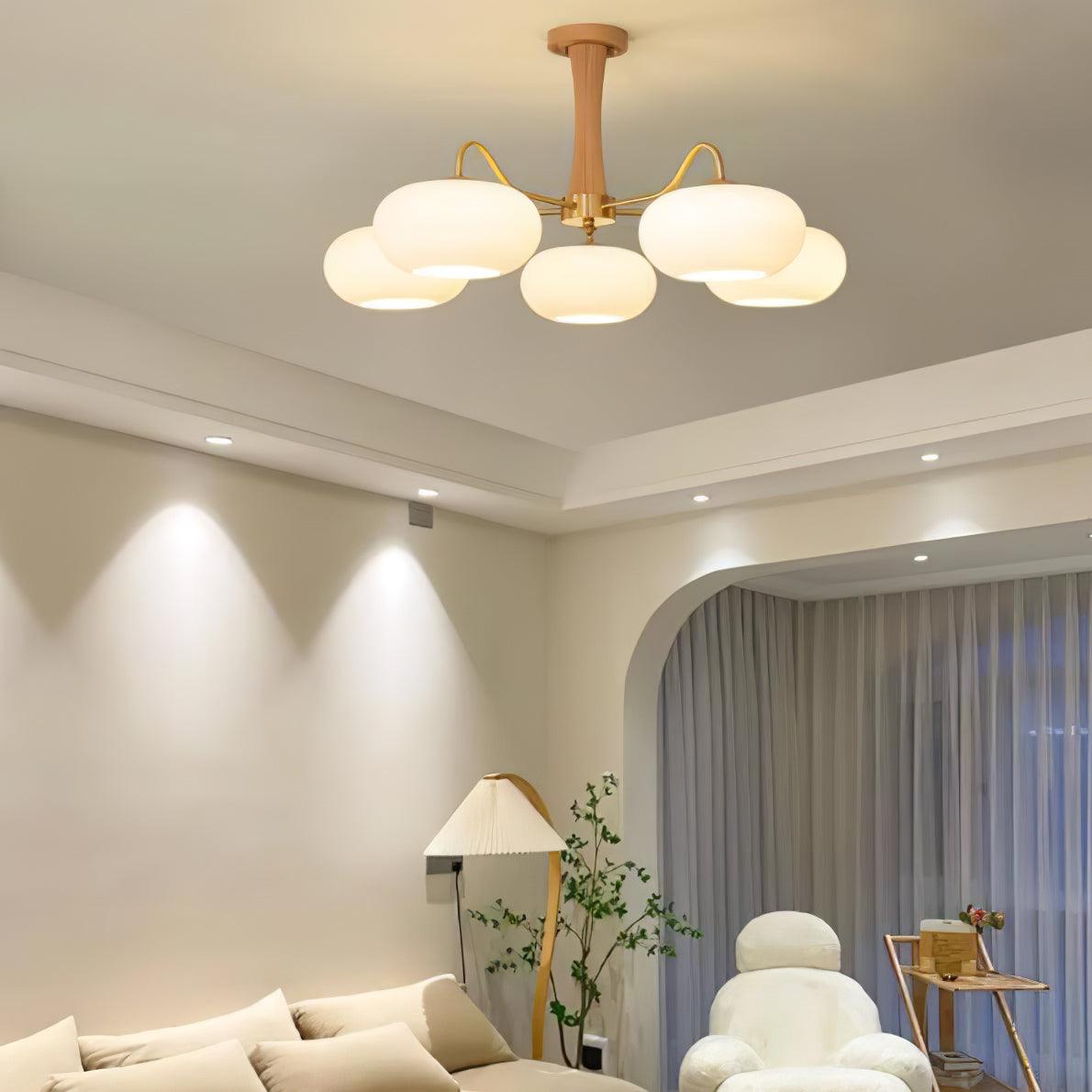 Lustre moderne West en bois Laiton et noyer et blanc