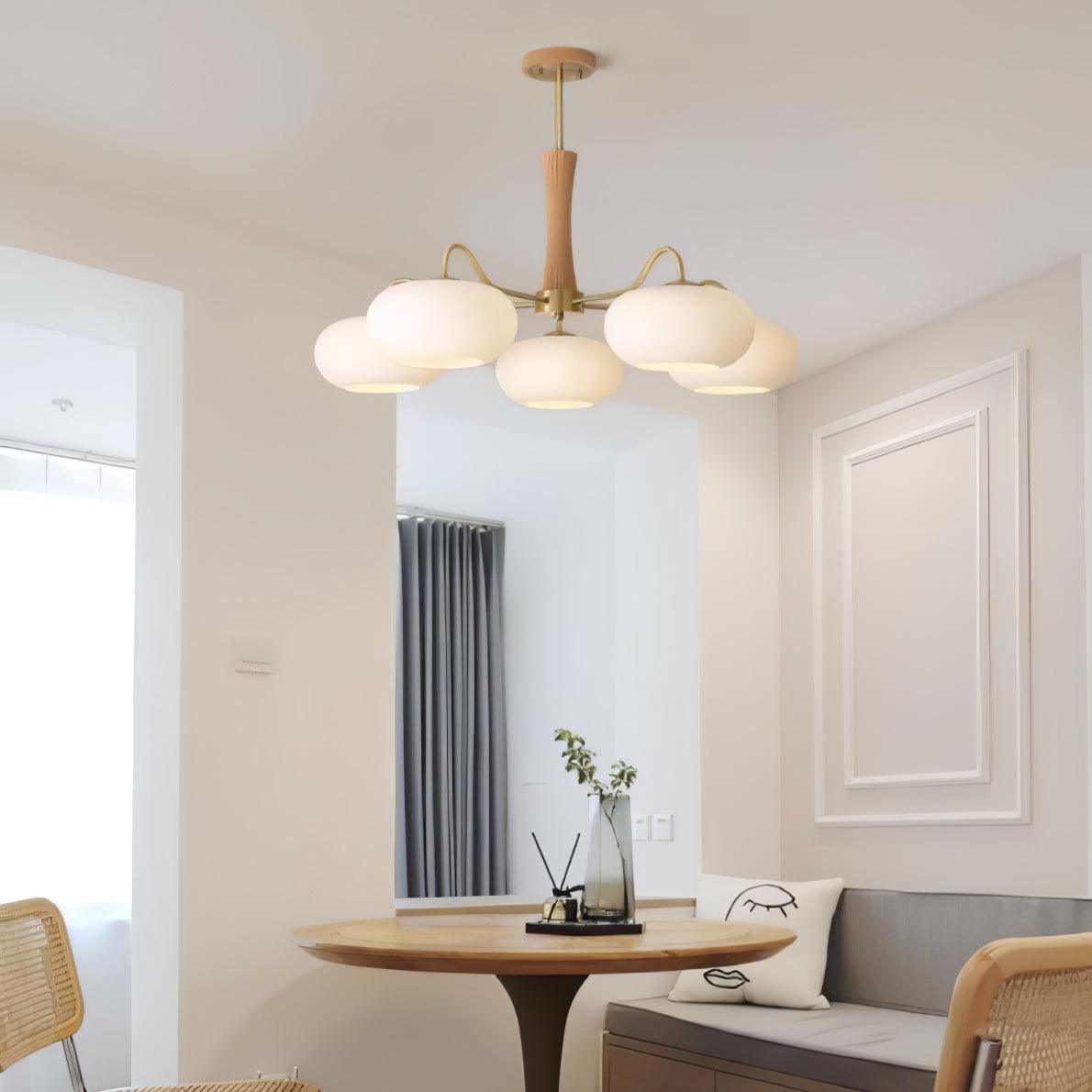 Lustre moderne West en Laiton et bois et blanc