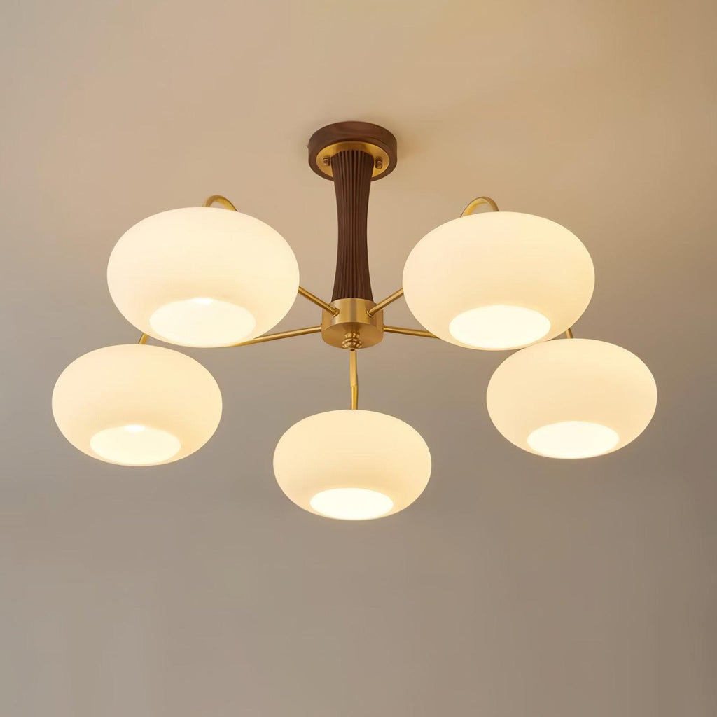 Lustre moderne West en Laiton et bois et blanc