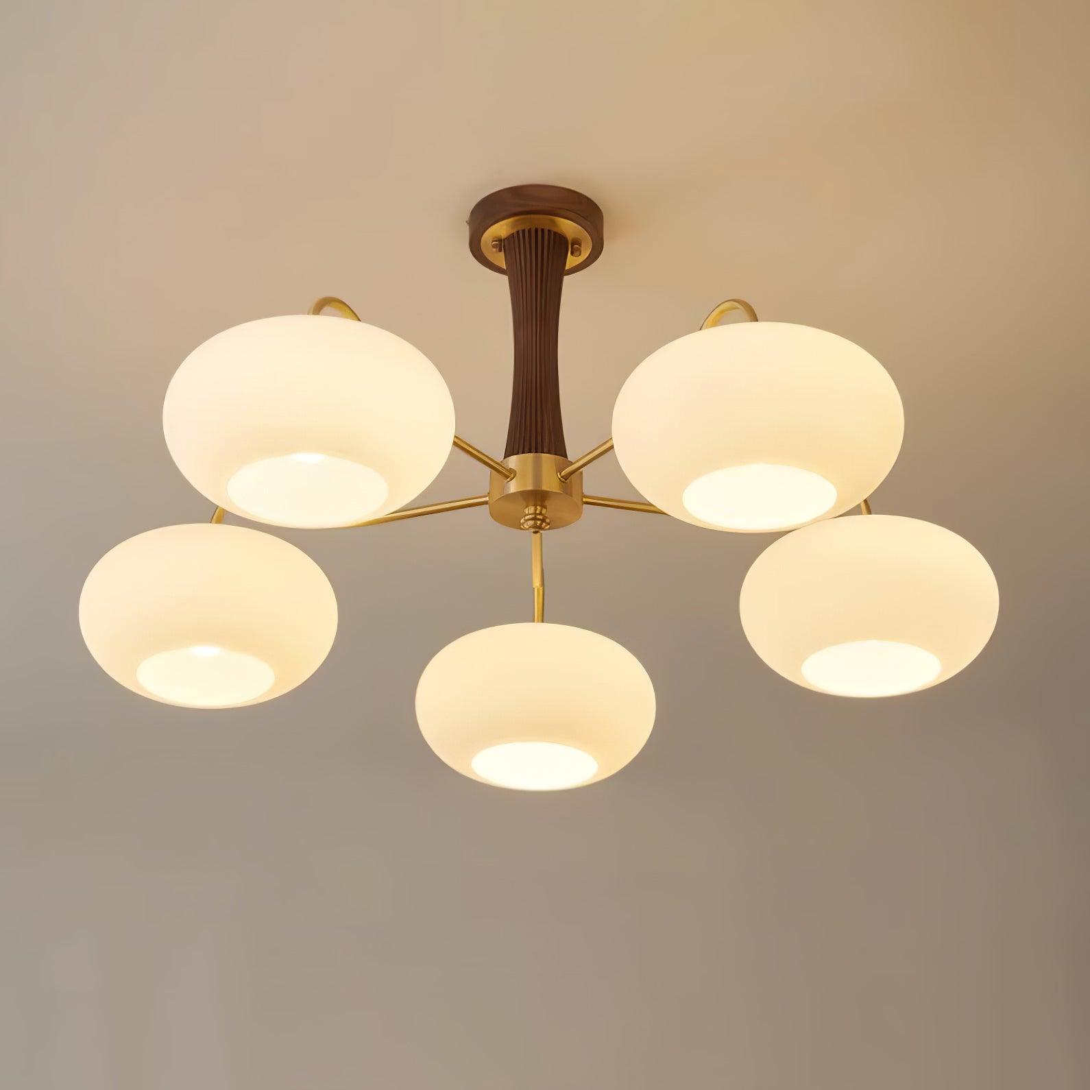 Lustre moderne West en Laiton et bois et blanc