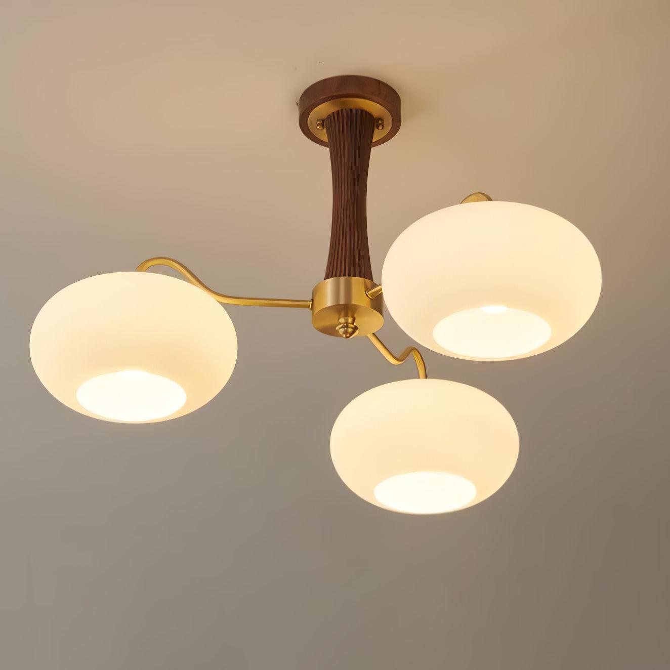 Lustre moderne West en Laiton et bois et blanc