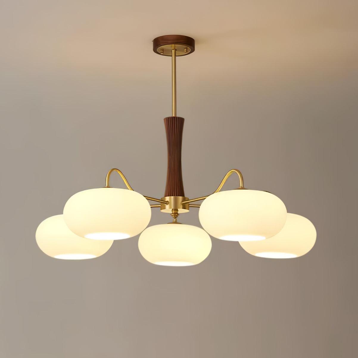 Lustre moderne West en Laiton et bois et blanc