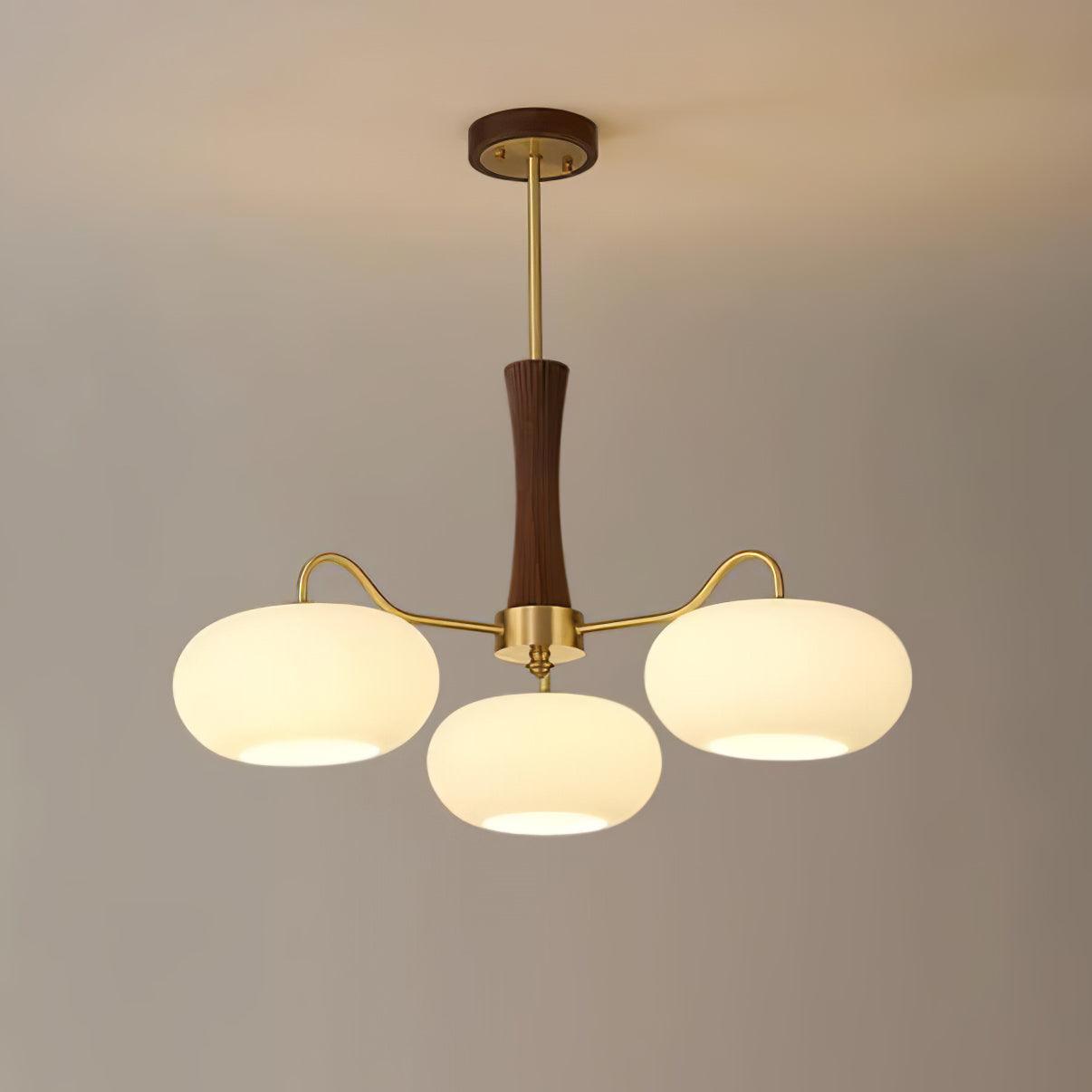 Lustre moderne West en Laiton et bois et blanc