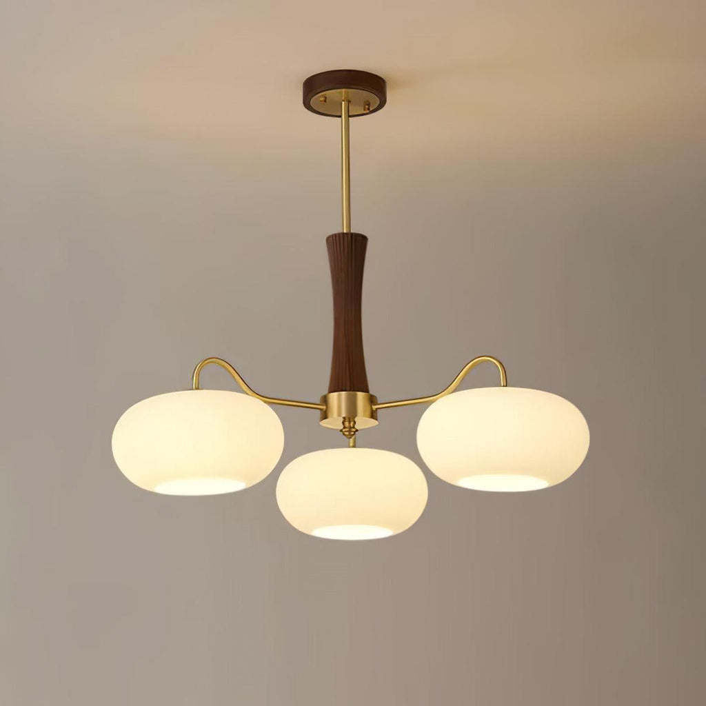 Lustre moderne West en bois Laiton et noyer et blanc