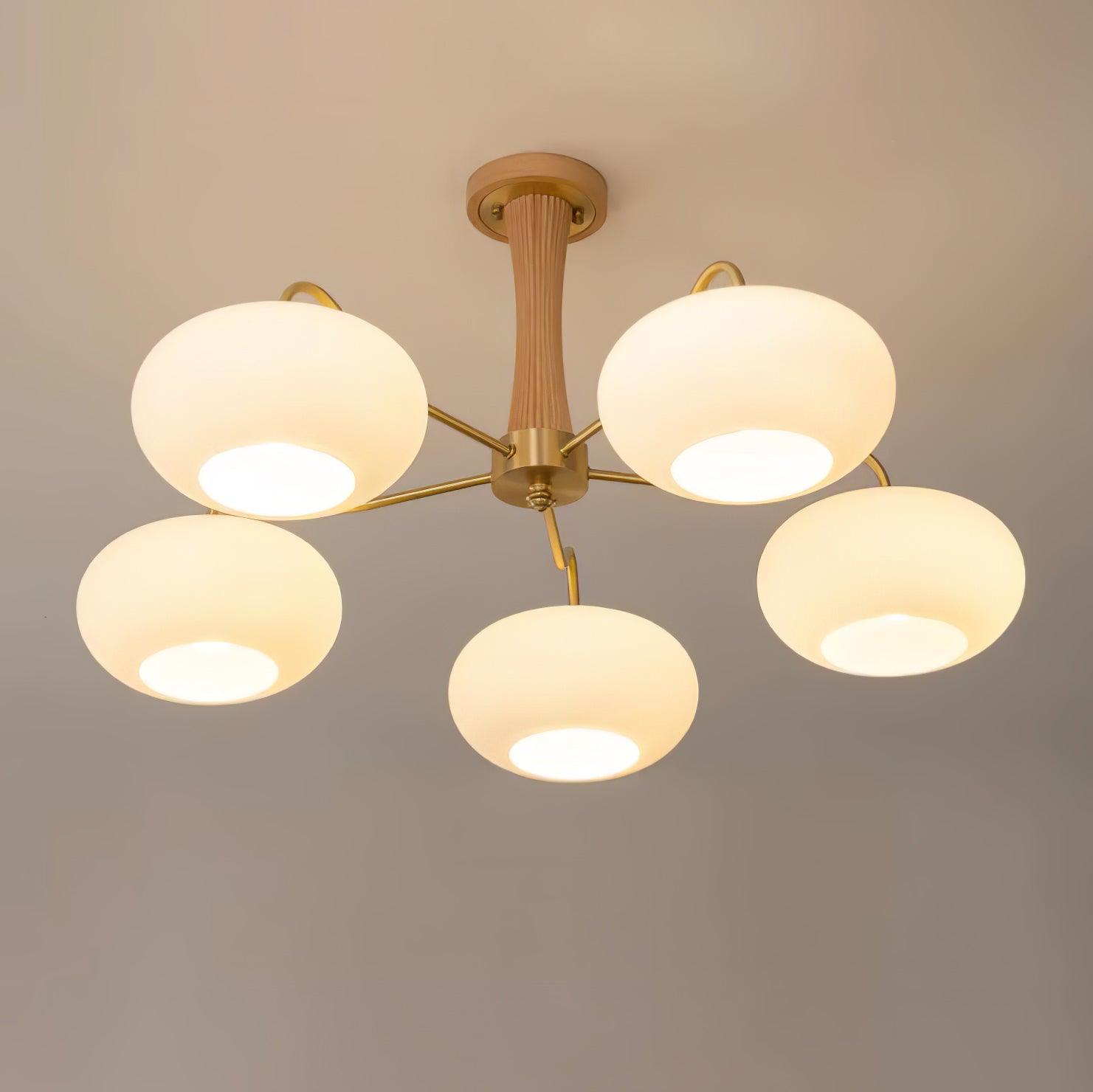 Lustre moderne West en bois Laiton et noyer et blanc