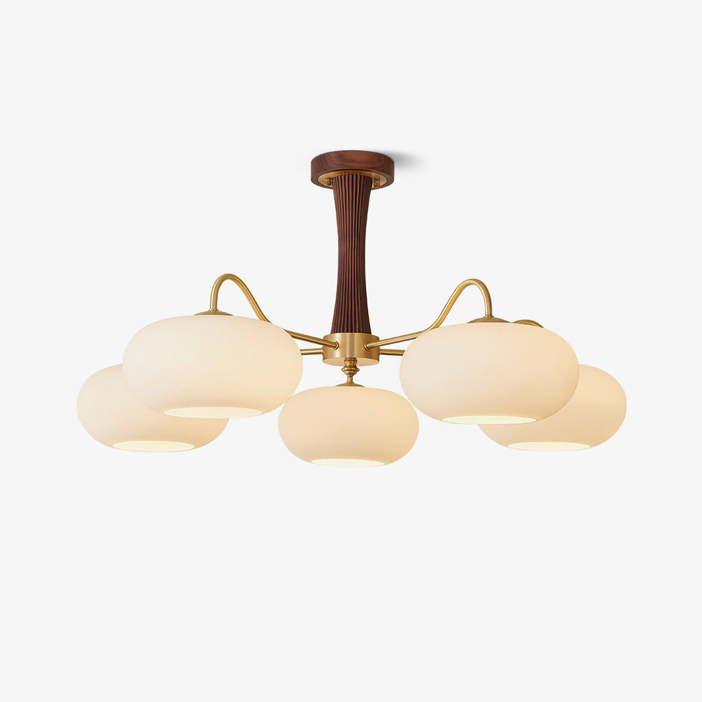 Lustre moderne West en bois Laiton et noyer et blanc