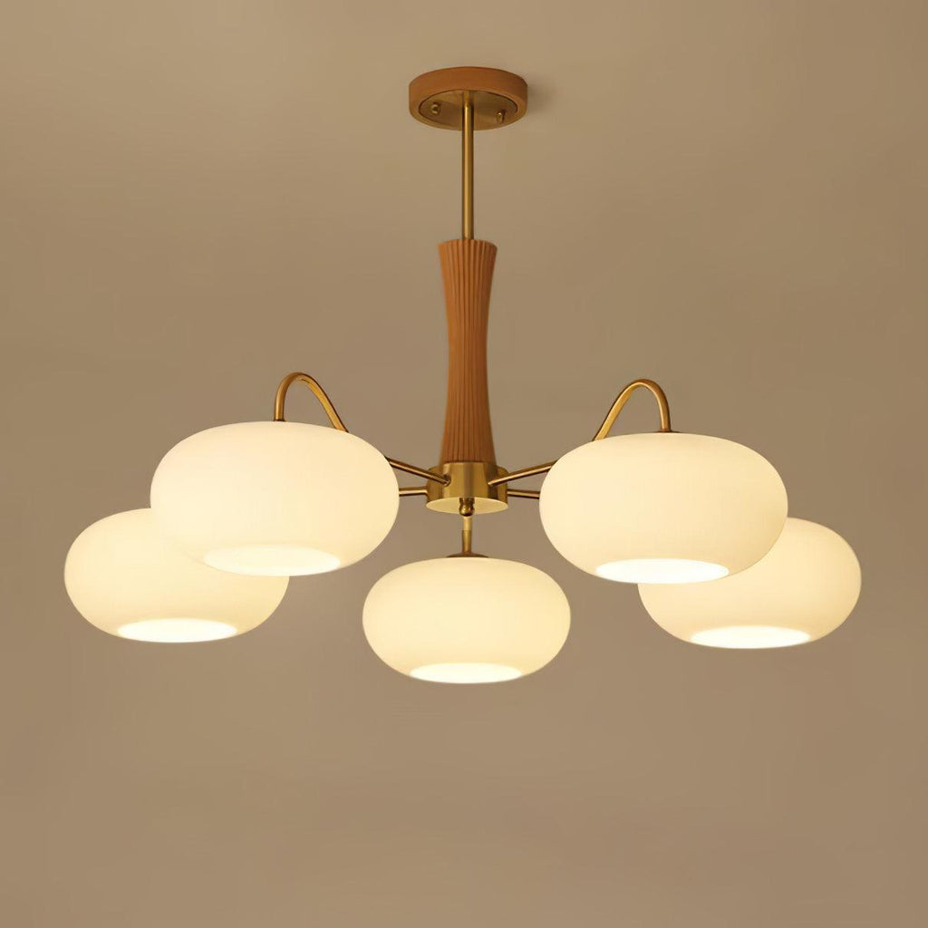 Lustre moderne West en Laiton et bois et blanc