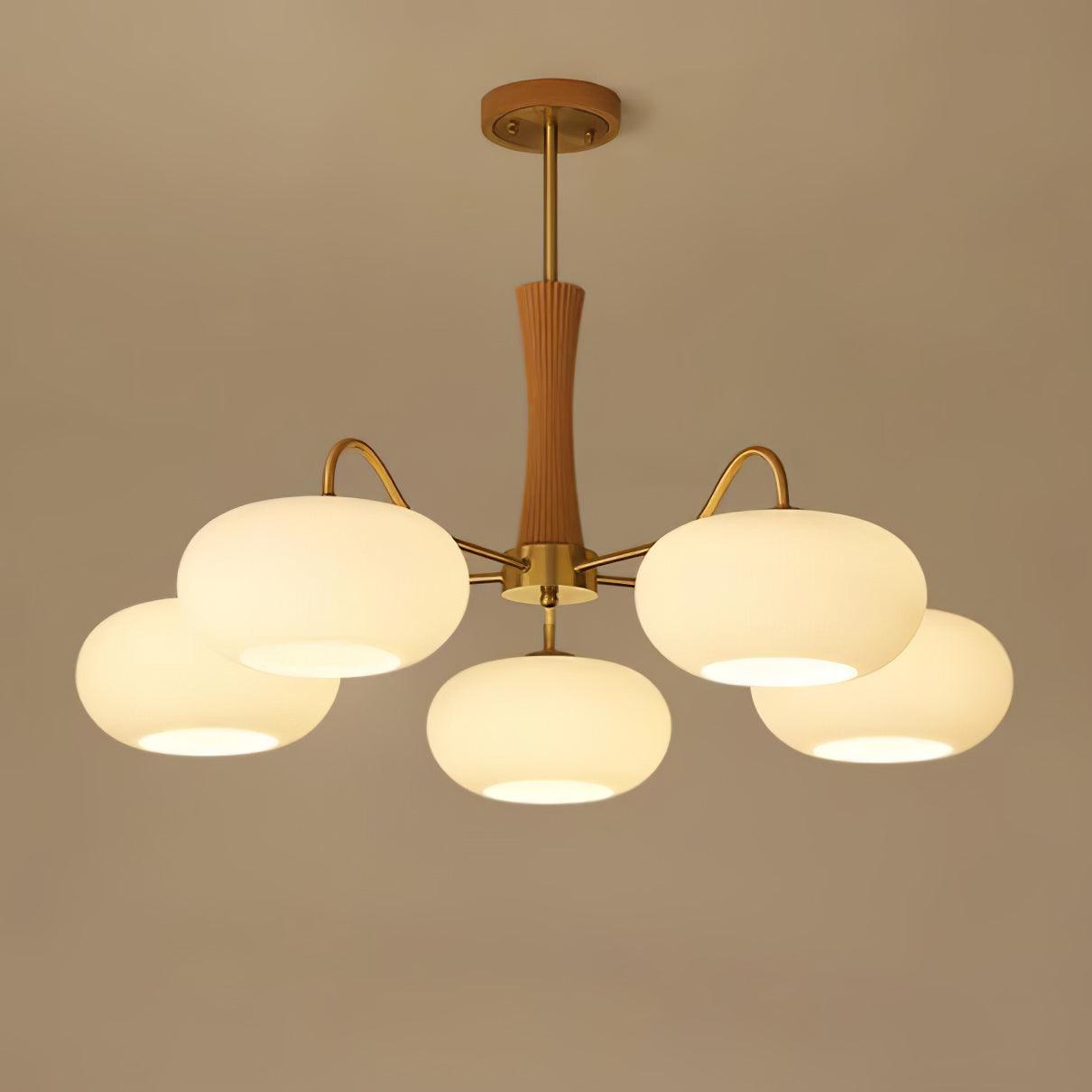 Lustre moderne West en Laiton et bois et blanc