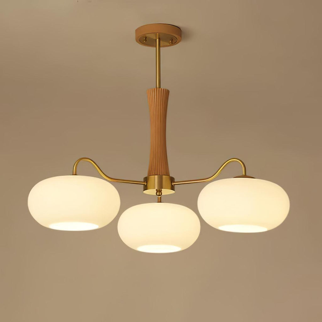 Lustre moderne West en Laiton et bois et blanc