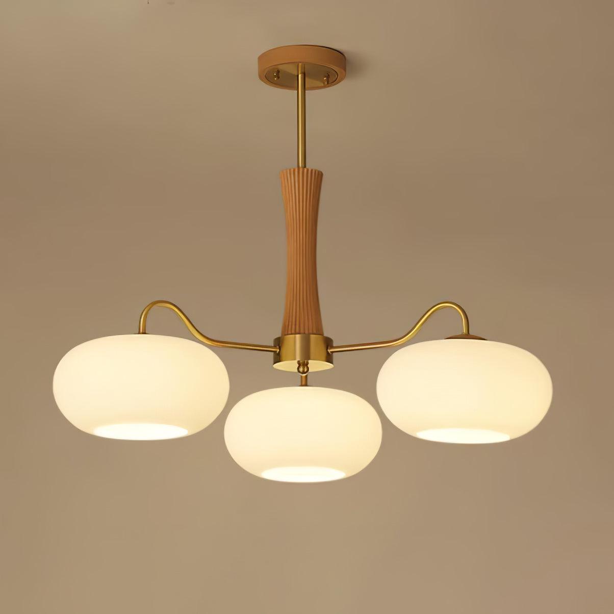 Lustre moderne West en bois Laiton et noyer et blanc