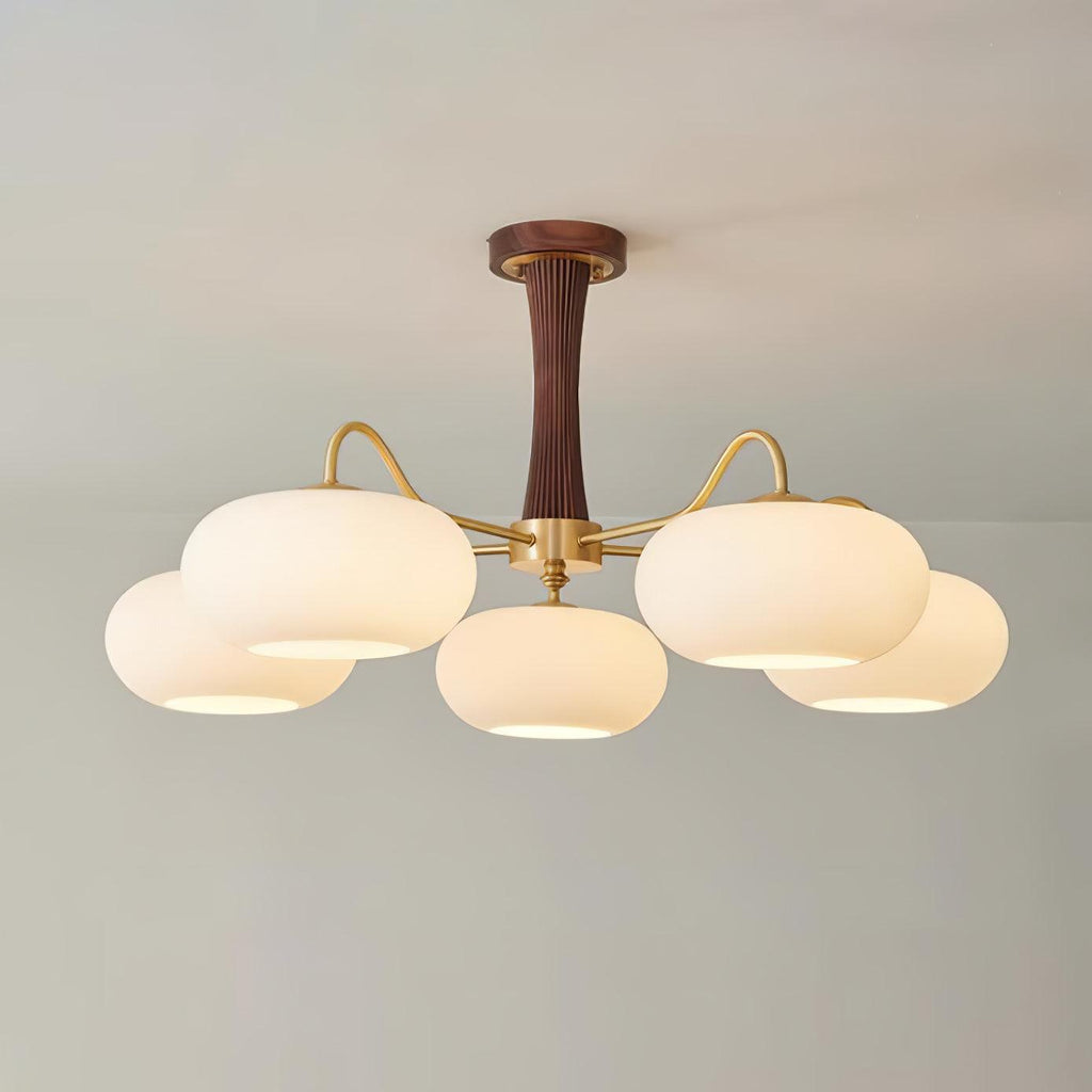 Lustre moderne West en Laiton et bois et blanc