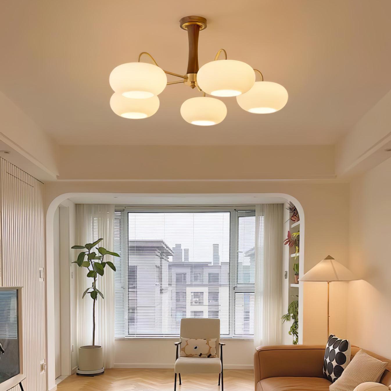 Lustre moderne West en Laiton et bois et blanc