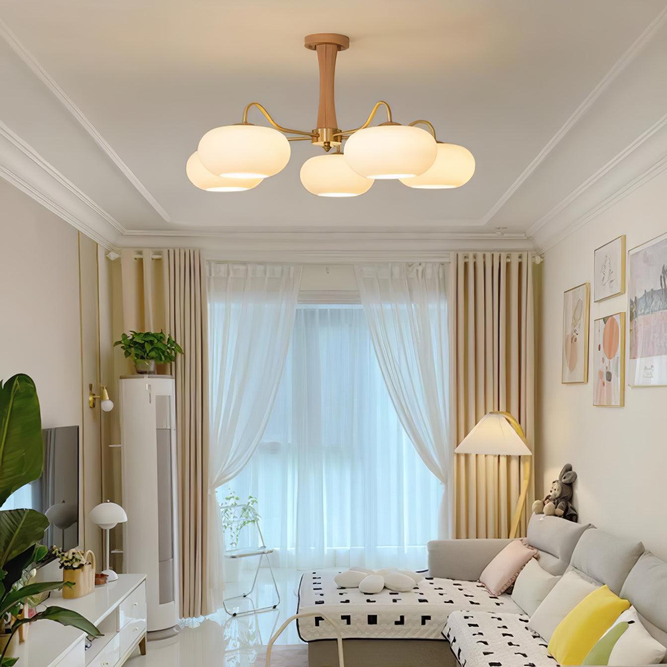 Lustre moderne West en Laiton et bois et blanc