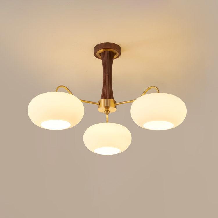 Lustre moderne West en bois Laiton et noyer et blanc