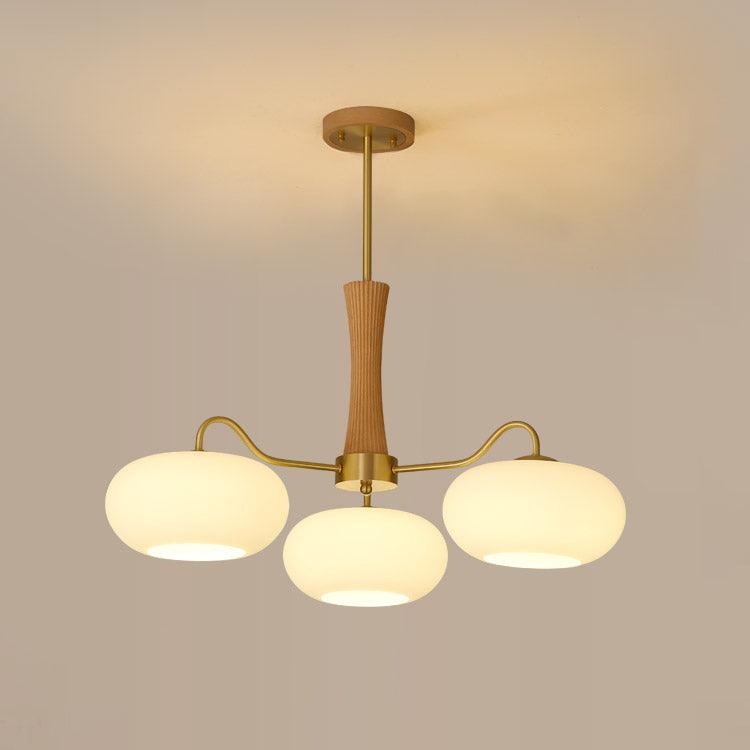 Lustre moderne West en Laiton et bois et blanc