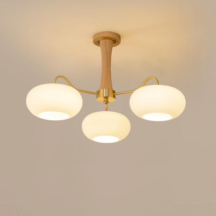 Lustre moderne West en Laiton et bois et blanc