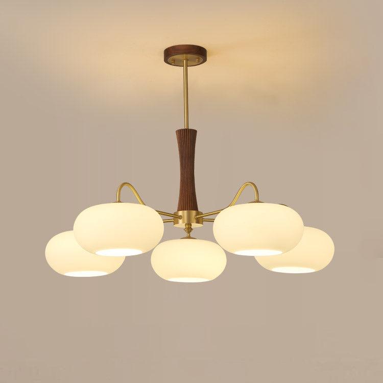 Lustre moderne West en bois Laiton et noyer et blanc