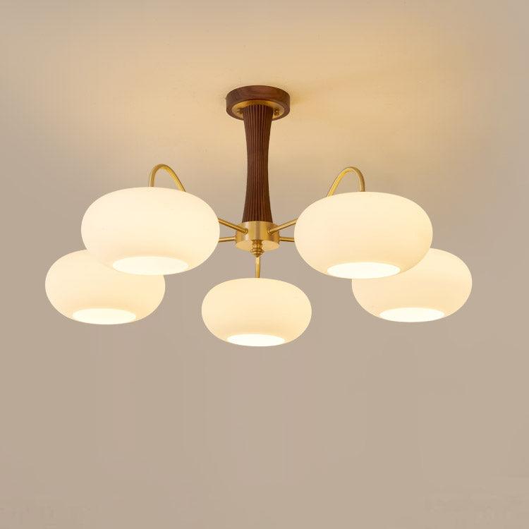 Lustre moderne West en bois Laiton et noyer et blanc