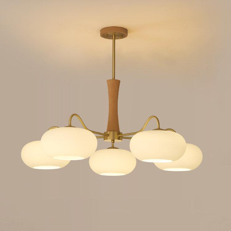 Lustre moderne West en Laiton et bois et blanc