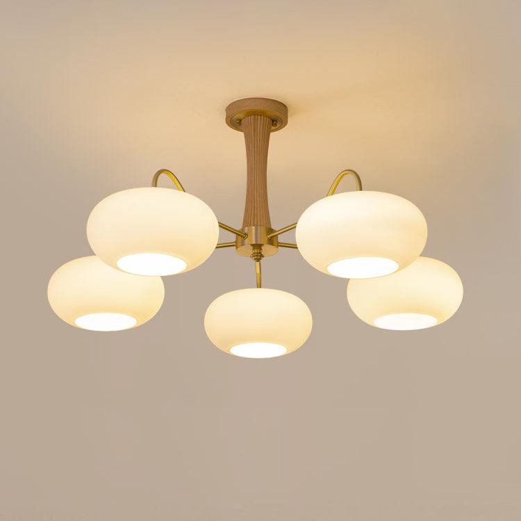 Lustre moderne West en Laiton et bois et blanc