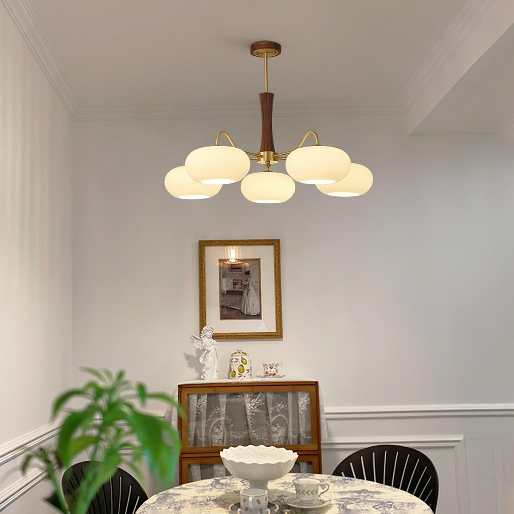 Lustre moderne West en bois Laiton et noyer et blanc