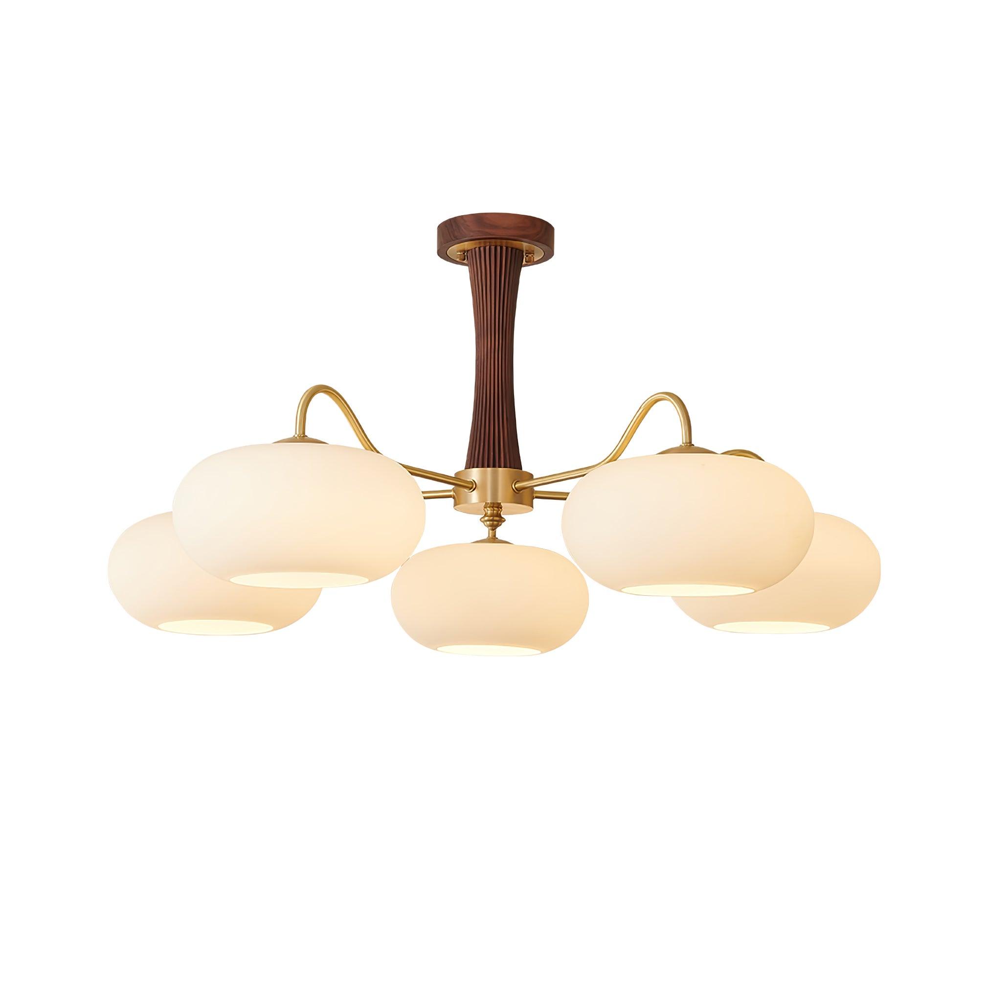 Lustre moderne West en bois Laiton et noyer et blanc