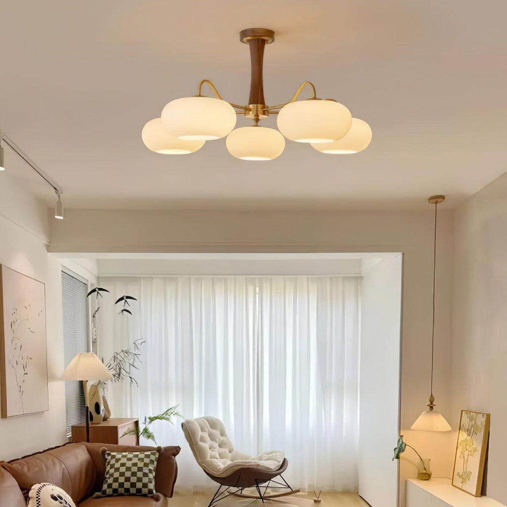 Lustre moderne West en Laiton et bois et blanc