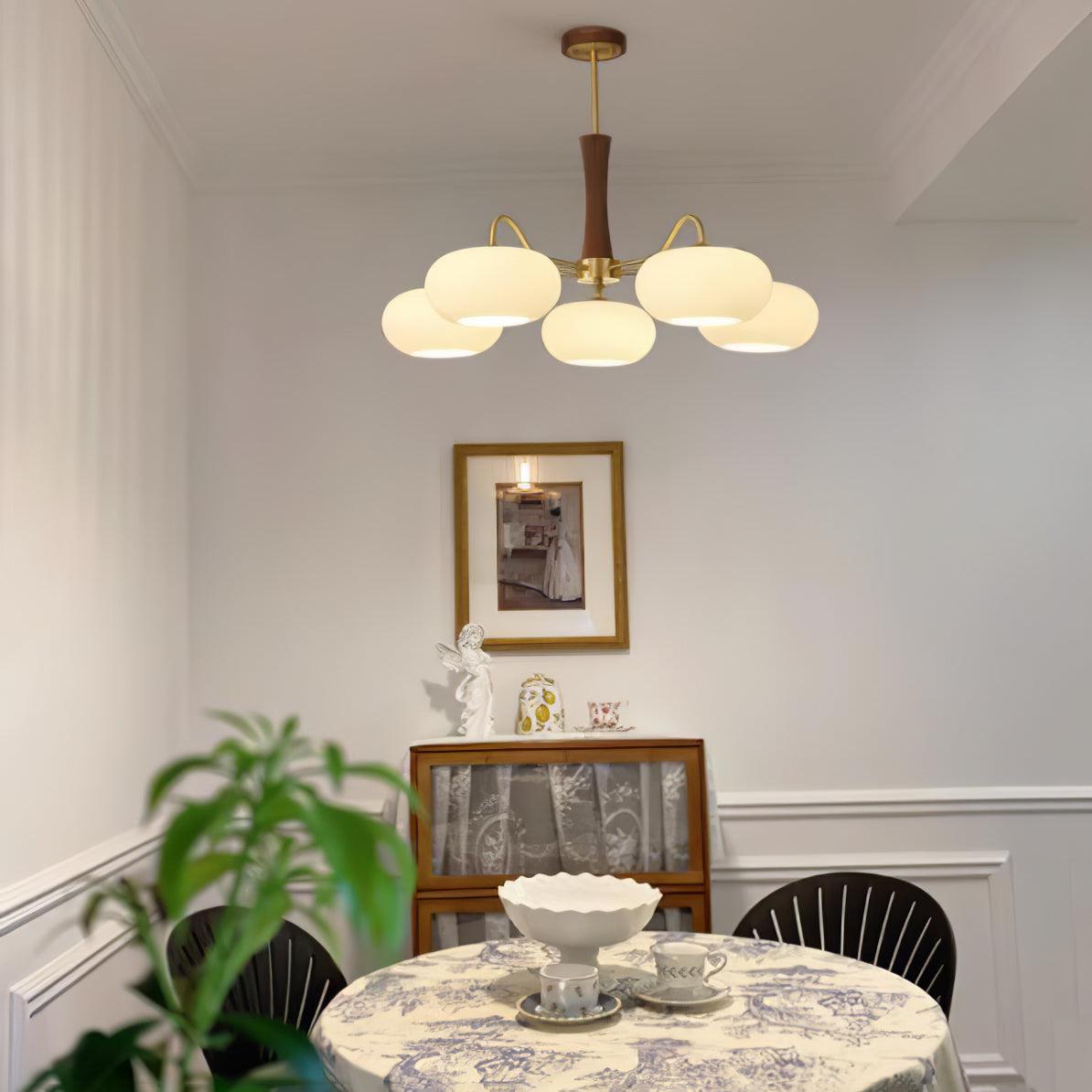 Lustre moderne West en bois Laiton et noyer et blanc