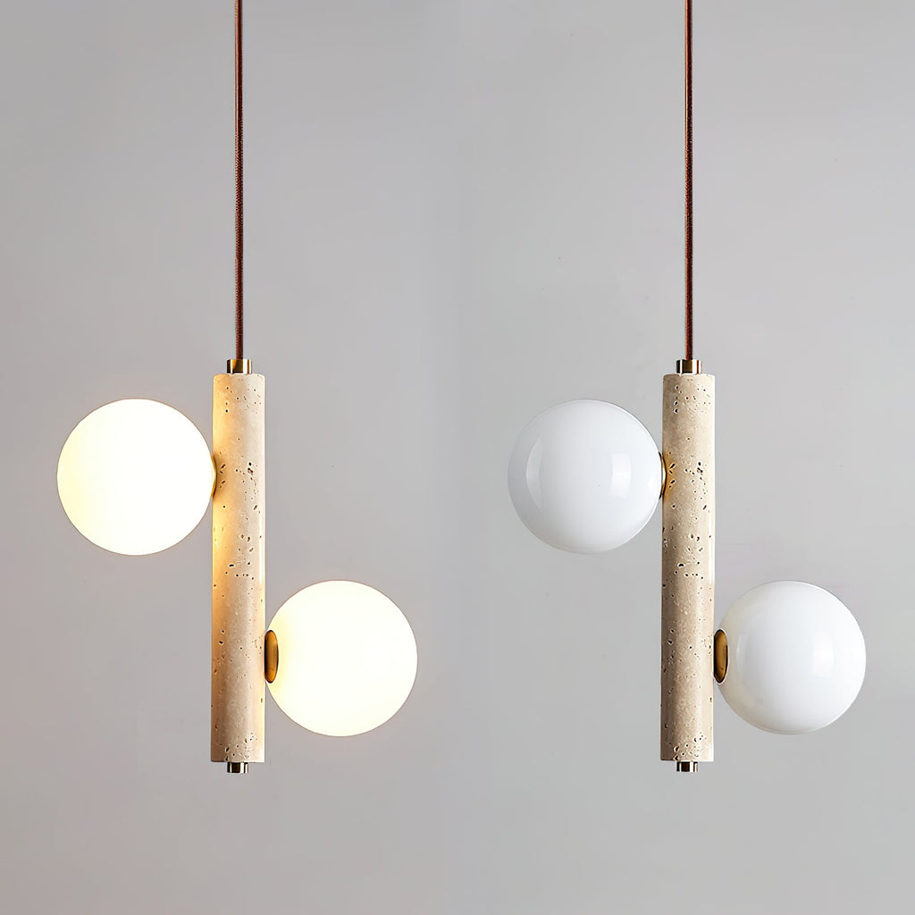 Suspension moderne Ravi en Travertin jaune