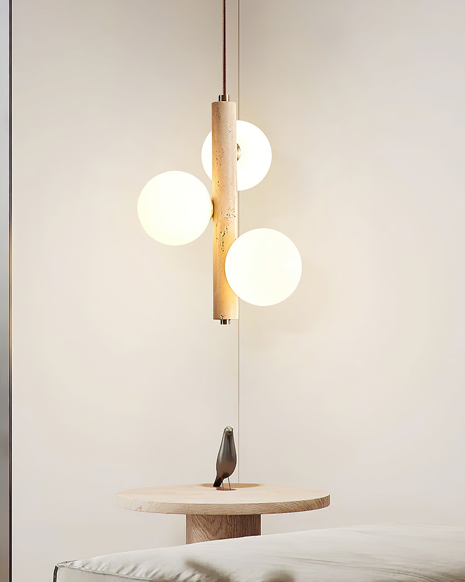 Suspension moderne Ravi en Travertin jaune