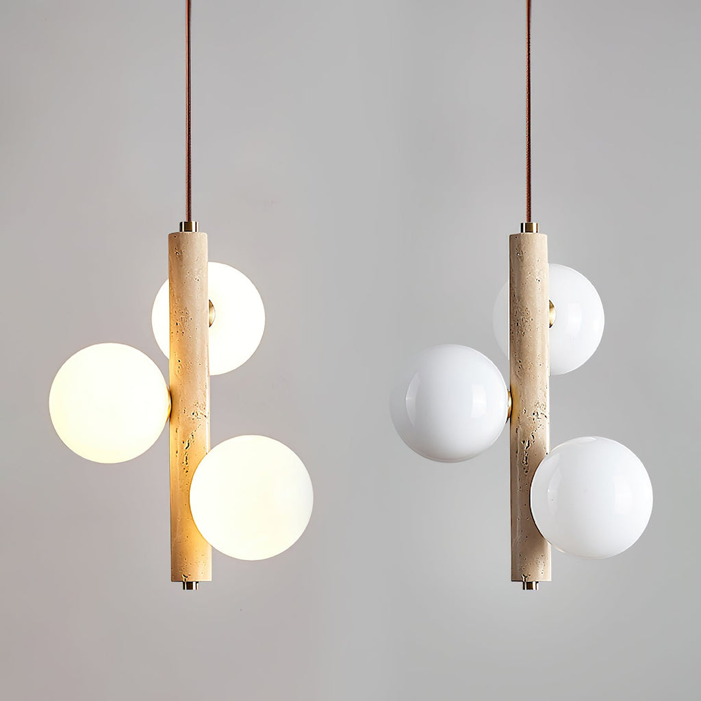 Suspension moderne Ravi en Travertin jaune
