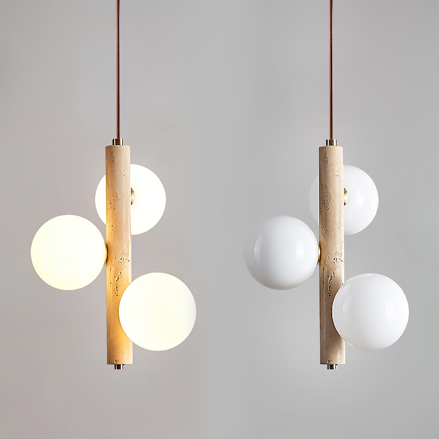 Suspension moderne Ravi en Travertin jaune