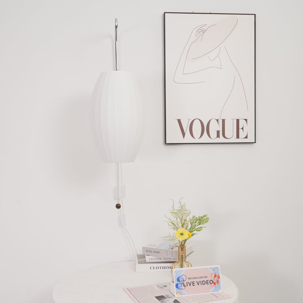 Applique murale moderne Tarjei en Polymer, Acier, Métal Blanc et noyer bois