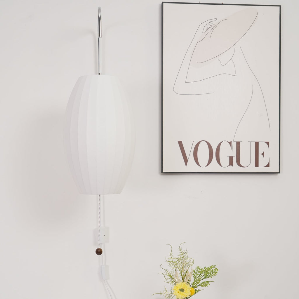 Applique murale moderne Tarjei en Polymer, Acier, Métal Blanc et noyer bois