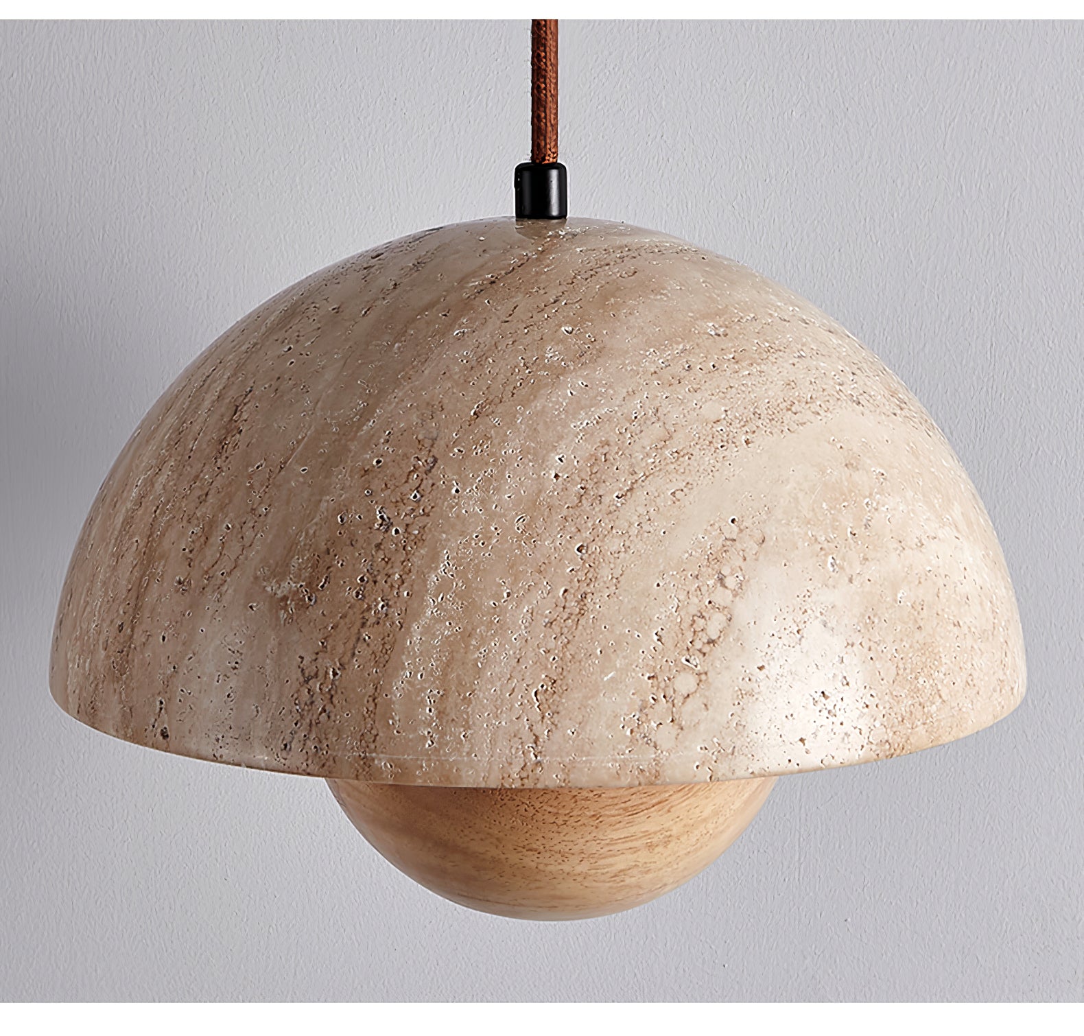 Suspension moderne Cob en Noyer et travertin jaune