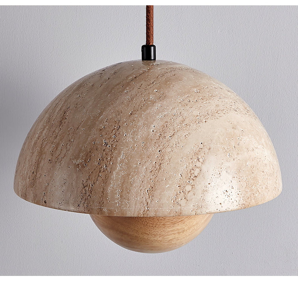 Suspension moderne Cob en Bois et travertin jaune