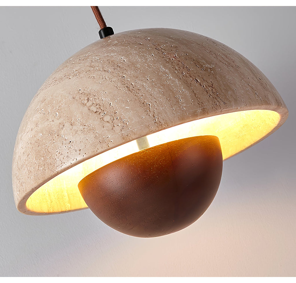 Suspension moderne Cob en Bois et travertin jaune