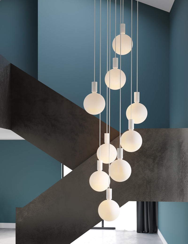 Suspension moderne Eistein en blanc thermolaqué acier - Blanc thermolaqué acier
